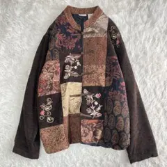 WHITE STAG チャイナジャケット パッチ ワーク刺繍大きめ XL