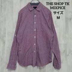 TK MIXPICE タケオキクチ 長袖シャツ M 赤 ギンガムチェック 胸ポケ