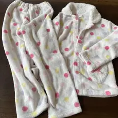 水玉模様のフリースパジャマ 100cm