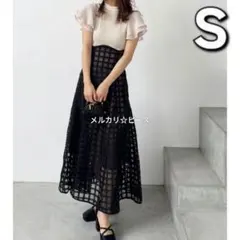 ①Sサイズ dazzlin シアーチェックコルセットワンピース オフホワイト