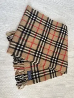 BURBERRY ノバチェック柄 マフラー 100%ラムウール ベージュ 90年