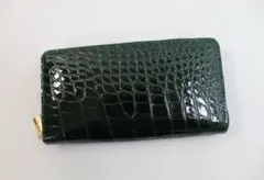 クロコダイル 財布 長財布 グリーン シャイニング加工 ラウンド ヘンローン社製