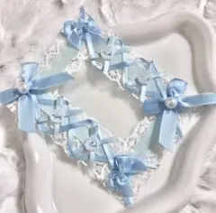 ハンドメイド トレカケースデコ 硬質ケースデコ バレエコア 韓国風 水色