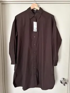 【UNIQLO】ダークブラウン 長袖シャツ Sサイズ