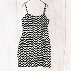 ディバイデッド　波柄 デニムキャミワンピース　白　黒　38 / M