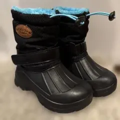 子ども用スノーブーツ 防水　ブラック/ブルー　雪遊び　18cm