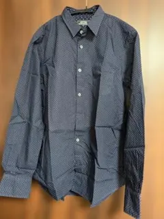 【美品】BEAMS（ビームス）ドット柄 長袖シャツ ネイビー Mサイズ