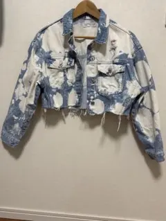 【ZARA】 タイダイデザイン クロップドデニムジャケット