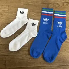 adidas ソックス 2足セット ホワイト ブルー