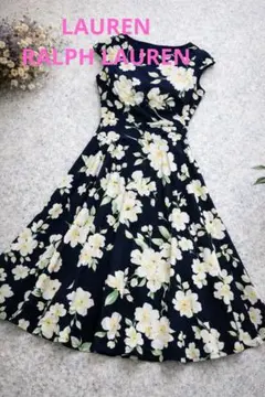 ローレンラルフローレン　ワンピース　花柄　Aライン　ひざ丈　サイズ6