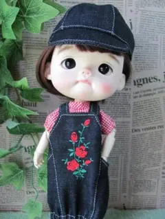 dayuanbao ドールサイズ服　№1598　デニムコクーンジャンスカコーデ赤のサムネイル