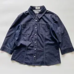 courrèges クレージュ デニムシャツ ジャケット風 7分袖　Mサイズのサムネイル