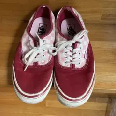VANS オーセンティックチェック柄 スニーカー レッド/ピンク
