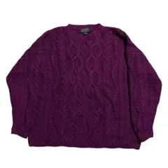 80's Eddie Bauer ケーブル編みコットンニット セーター 黒タグ