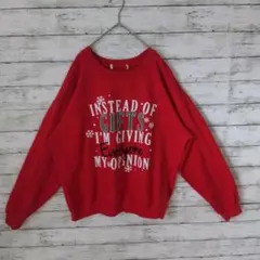 アメリカ古着　スウェット　トレーナー　プルオーバー　ゆるだぼXLレッド赤A94