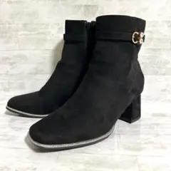 未使用級！オリエンタルトラフィック黒スエードブーツ 太ヒール　サイドジップ