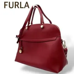 【美品】フルラ レザー 2WAY ハンドバッグ ショルダー 赤 保存袋付