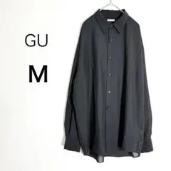 GU ジーユー 長袖シャツ オーバーサイズ 黒 とろみ素材 ドロップショルダーMのサムネイル