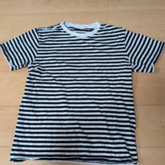 無印良品　ボーダー　半袖シャツ　ブラック　М