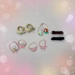 子供用 キッズ ベビー ヘアゴム ヘアピン リボン ピンク 髪ゴム セット