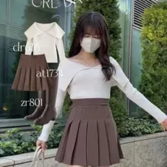 【新品タグ付き】ビッグカラーオフショルダーニットトップス[dr616]