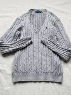 ラルフローレン ケーブルニット セーター グレー コットン100%
