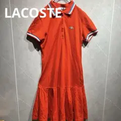 ラコステ　ワンピース　ロゴ　ワニ　刺繍　ゴルフウェア　赤 プリーツスカート
