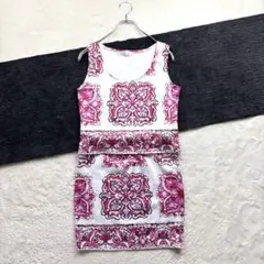 デイジーラウンジ【F】白×桃色 総柄 タンクトップ スカートセットアップ 夏