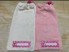 おりこうエプロン　ワンポイントワッペンうさぎふわふわ一重エプロン二枚