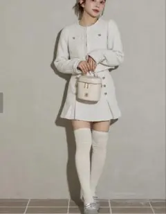 新品タグ付き　ナイスクラップ　ハートボタンツイードジャケット　ミニスカート