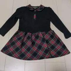 The Scotch House 110A 長袖　ワンピース　チェック柄　黒