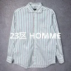 23区 HOMME ストライプ グリーン ホワイト 長袖シャツ XL