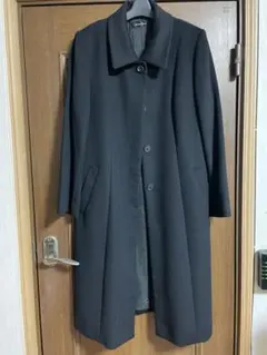 黒 ウール混合 ロングコート