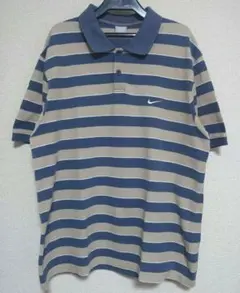 NIKE　古着　ポロシャツ　ボーダー　くすみカラー　刺繍ロゴ　00s