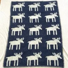KLIPPAN for ILLUMS ミニブランケット ネイビー トナカイ柄