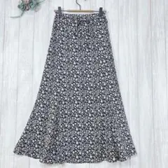 ☆コルザ/C•O•L•Z•A (M) 花柄フレアロングスカート ブラック 美品