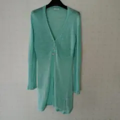 ensuite リネン　ミントグリーン ボタン付きカーデ