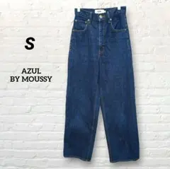 レディースハイウエスト デニム ワイドパンツ【S】 インディゴ　ブルー　ジーンズのサムネイル