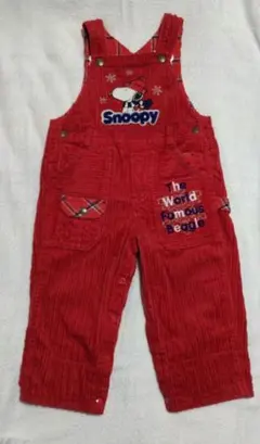 スヌーピー オーバーオール サロペット　赤　90cm