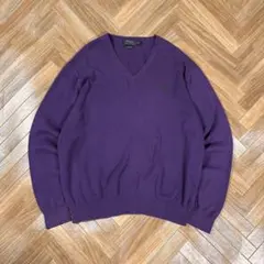 ポロラルフローレン Vネックニット ピマコットン パープル セーター L 紫