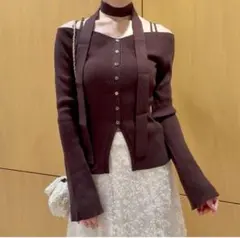 【2025AW美品】タイ付きニットプルオーバー SNIDEL BRW