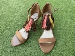 RANDA ランダ タッセル付きサンダル 2WAY ブラウン 23.5cm