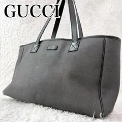 GUCCI グッチ レザー キャンバス トートショルダー グレー ブラックのサムネイル
