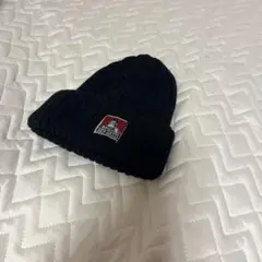 BEN DAVIS 黒 ニット帽 リブ編み 赤いパッチ