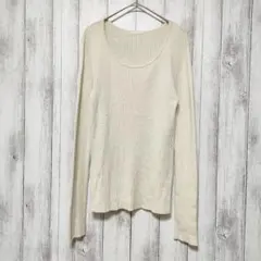 GU ジーユー (M)　ワイドリブ Uネックセーター