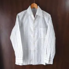 長袖 ドレスシャツ 白シャツ ストライプ風 首まわり41