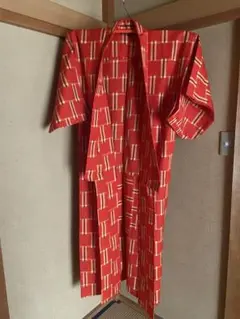 赤色 網代文様 着物レトロのサムネイル