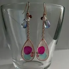 2色の紫陽花のレジンピアス