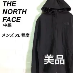 ○美品 ノースフェイス 中綿ジャケット パーカージャケット ブラック 黒 XL