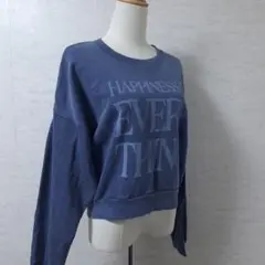 スピックアンドスパン ロゴ プリント ショート スウェット トレーナー ブルー